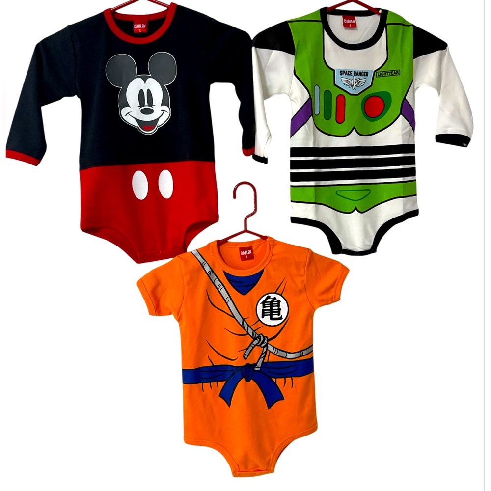 Múltiple Characters Baby Dress Up Bodysuit long sleeve ( $18 each)